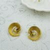 Golden Spiral Stud Earrings with Crystal Stone – Stainless Steel