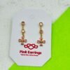 Pink Floral Drop Earrings – Gold-Plated Stainless Steel with Crystal Accents