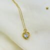 Golden Heart CZ Diamond Pendant Necklace – Stainless Steel