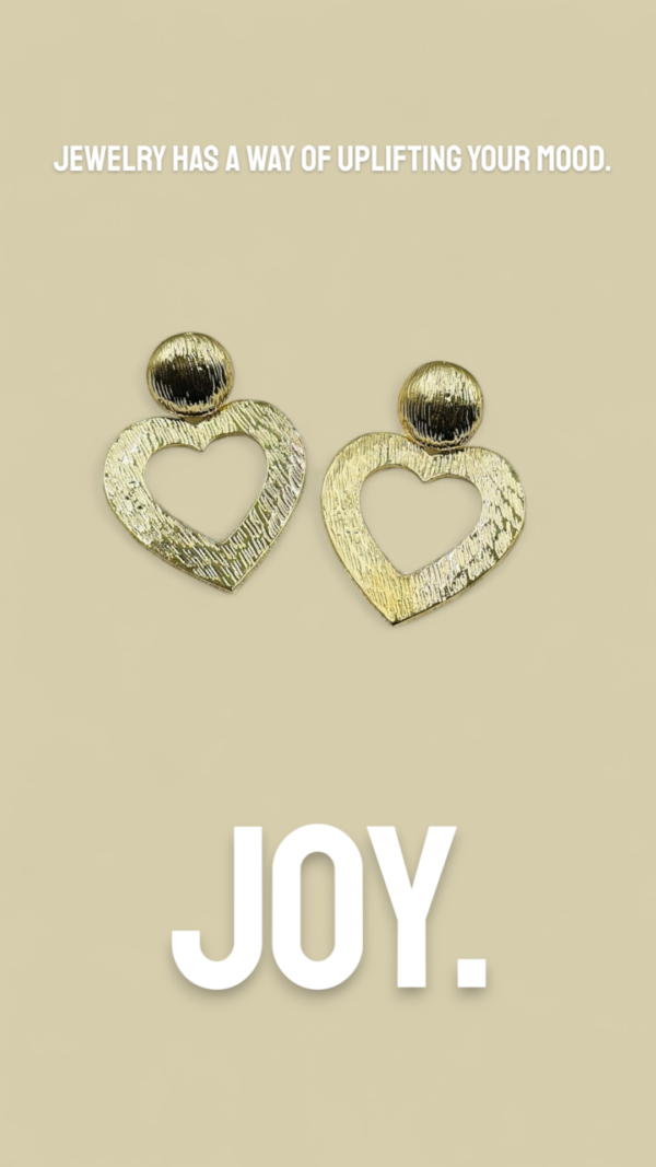 Textured Gold Heart Drop Earrings – Statement Design