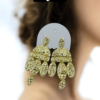 Hammered Gold Chandelier Earrings –  Textured Stainless Steel Statement Jewelry