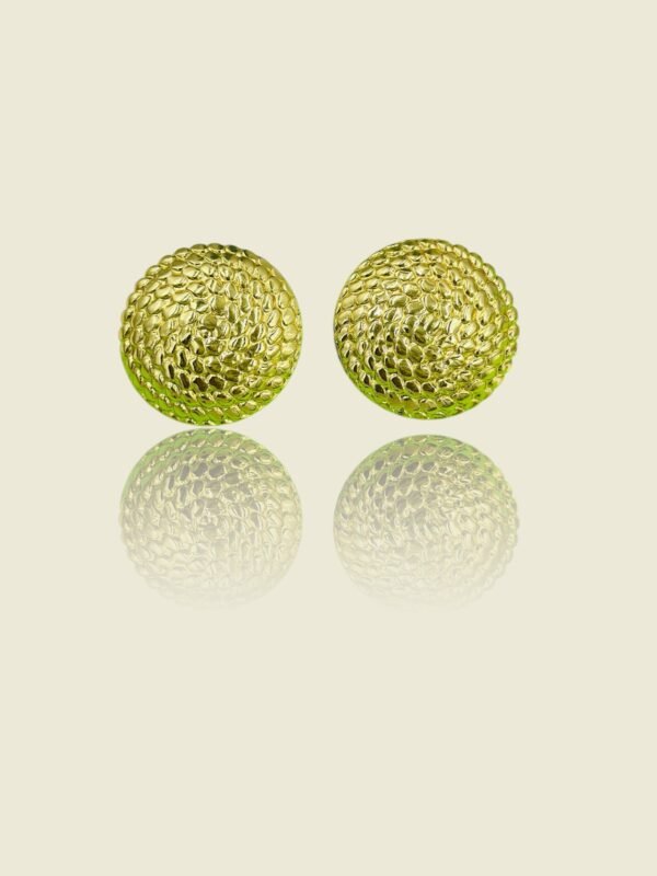 Textured Dome Stud Earrings – Stainless Steel, Anti-Tarnish Gold Finish