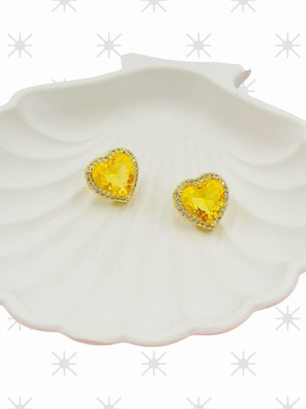 Sun-Kissed Heart Crystal Earrings – 14K Gold-Tone Finish (Premium Statement)
