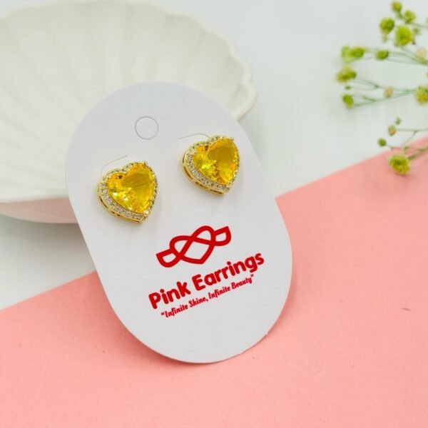 Sun-Kissed Heart Crystal Earrings – 14K Gold-Tone Finish (Premium Statement)