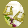 Anti-Tarnish Embossed Gold Stainless Steel Square Hoop Earrings