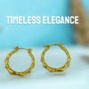 Bamboo Textured Gold Hoop Earrings – Lightweight Stainless Steel