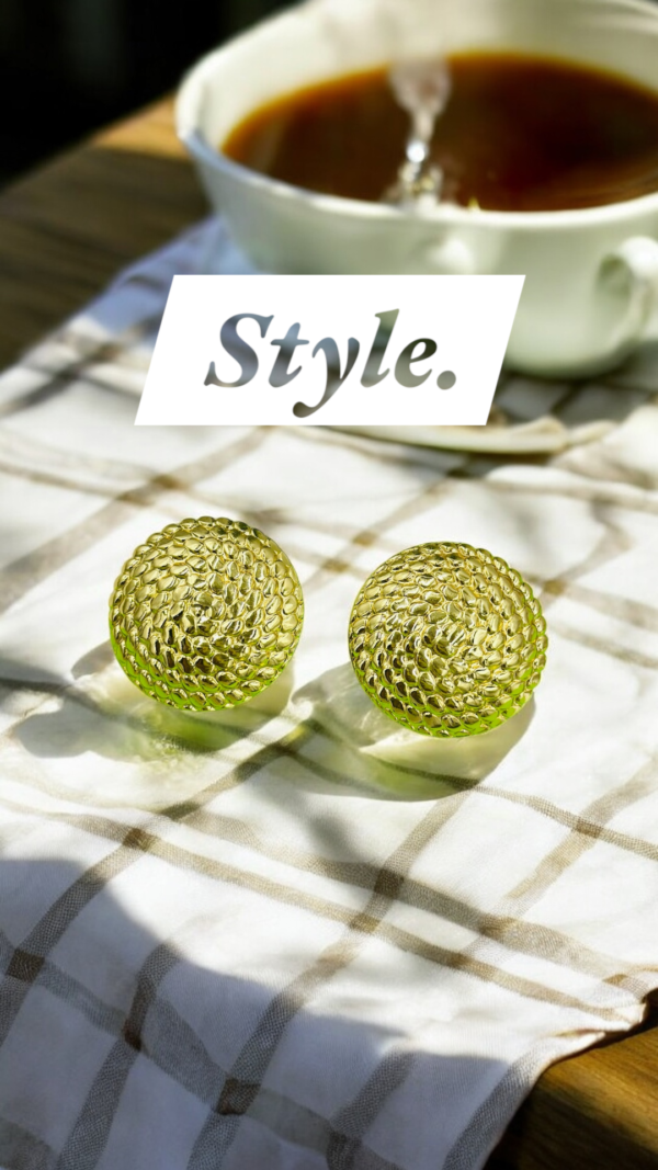 Textured Dome Stud Earrings – Stainless Steel, Anti-Tarnish Gold Finish