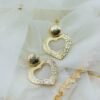 Textured Gold Heart Drop Earrings – Statement Design