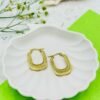 Geometric Rectangular Gold Hoop Earrings – Stainless Steel, Anti-Tarnish