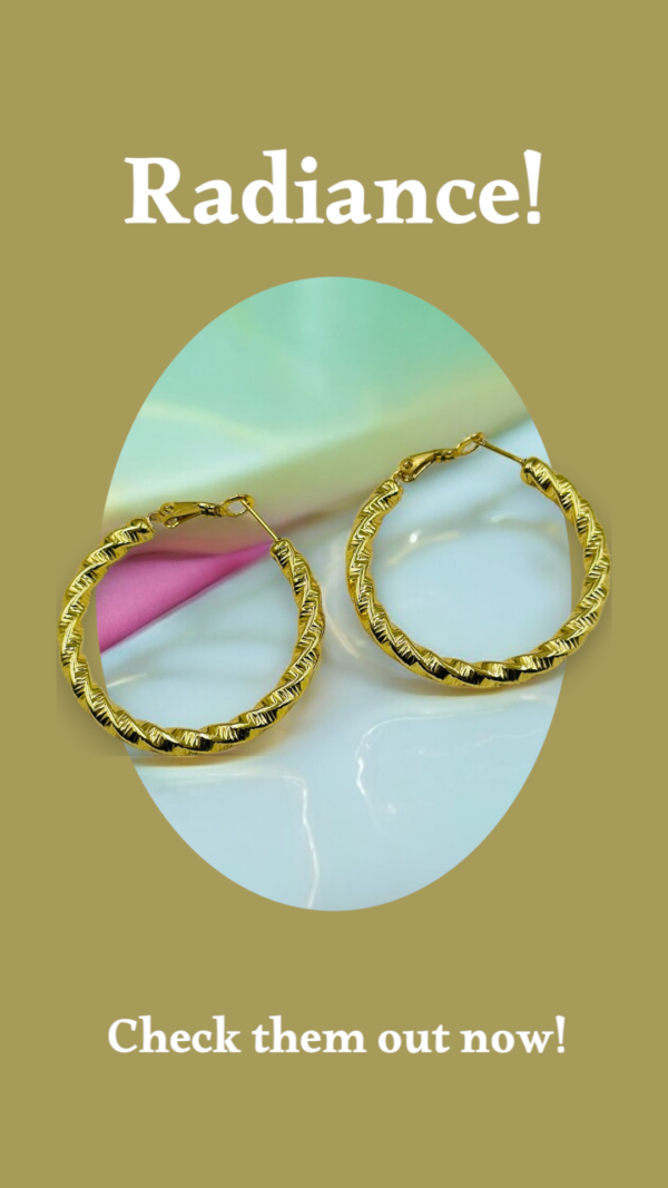 Twisted Texture Gold Hoop Earrings – Anti-Tarnish Stainless Steel