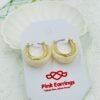 Cream Marble Finish Hoop Earrings – Glossy Gold Accent, Premium