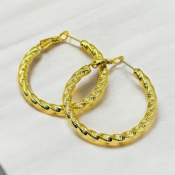 Twisted Texture Gold Hoop Earrings – Anti-Tarnish Stainless Steel