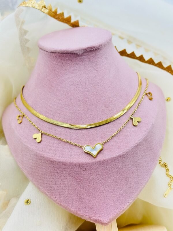 Gold 2-Layered Heart Charm Necklace – Premium Stainless Steel