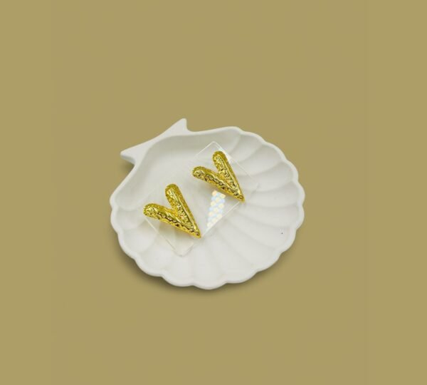 Textured V-Shape Anti-Tarnish Steel Stud Earrings - Premium Collection