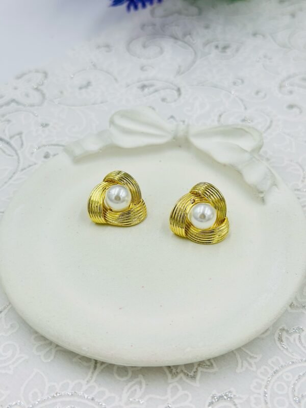 Classic Pearl Knot Stud Earrings – Stainless Steel, Anti-Tarnish