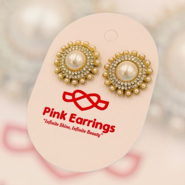 Vintage Golden Pearl Stud Earrings