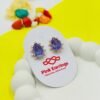Violet Radiance Pear Stud Earrings – Purple Crystal with Diamond Halo 18K Golden-Tone (Statement)