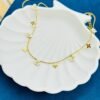 Gold Floral Charm Snake Chain Necklace – Stainless Steel