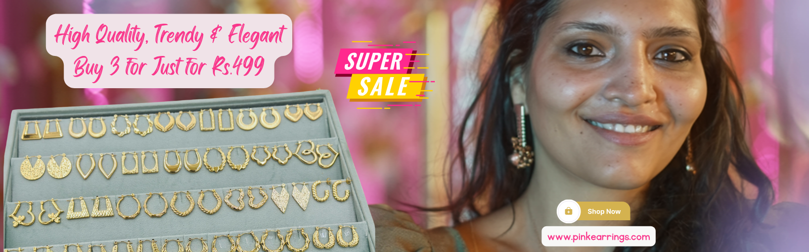 Timeless Glow, No Tarnish, Golden Hoops & Studs Collection Pink Earrings offer - Pick3 for Rs.499 Pink Earrings Textured Round Gold Hoop Earrings | Anti-Tarnish Stainless Steel Lightweight Hoops