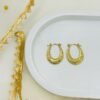Textured Gold Finish U-Shape Hoop Earrings