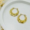 Circle Hammered golden Statement Hoop Earrings