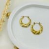 Circle Hammered golden Statement Hoop Earrings