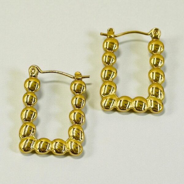Beaded Square Golden Hoop Earrings