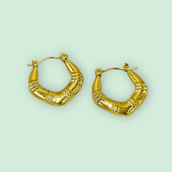 Textured Geometric Golden Hoop Earrings