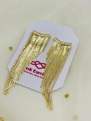 Gold Finish Empress Flow Statement Earrings