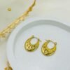 Embossed Golden Hoop Earrings