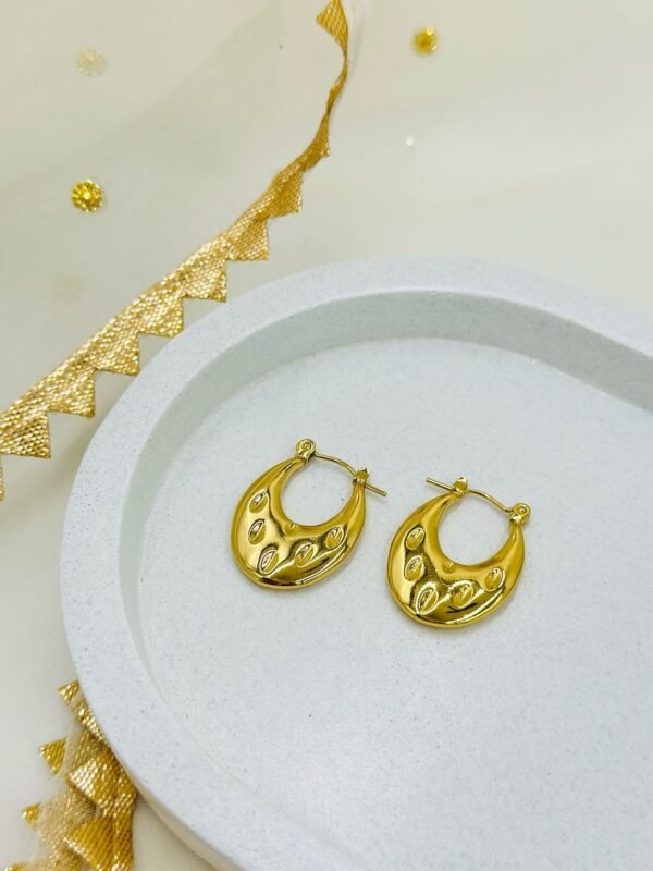 Embossed Golden Hoop Earrings