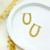 Oval Twisted Rope Golden Hoop Earrings