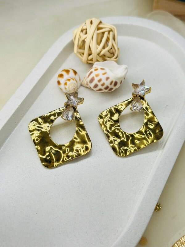 Glamorous Golden Starfall Statement Earrings