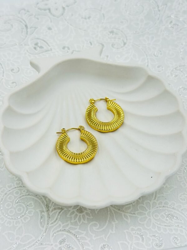 Ribbed Golden Hoop Earrings