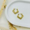 Sculpted Twisted Triangular Golden Hoop Earrings