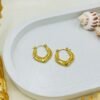 Textured Geometric Golden Hoop Earrings