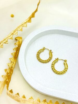 Twisted Rope Golden Hoop Earrings
