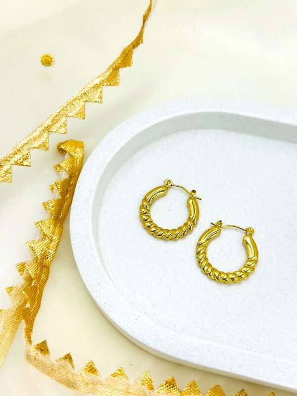 Twisted Rope Golden Hoop Earrings