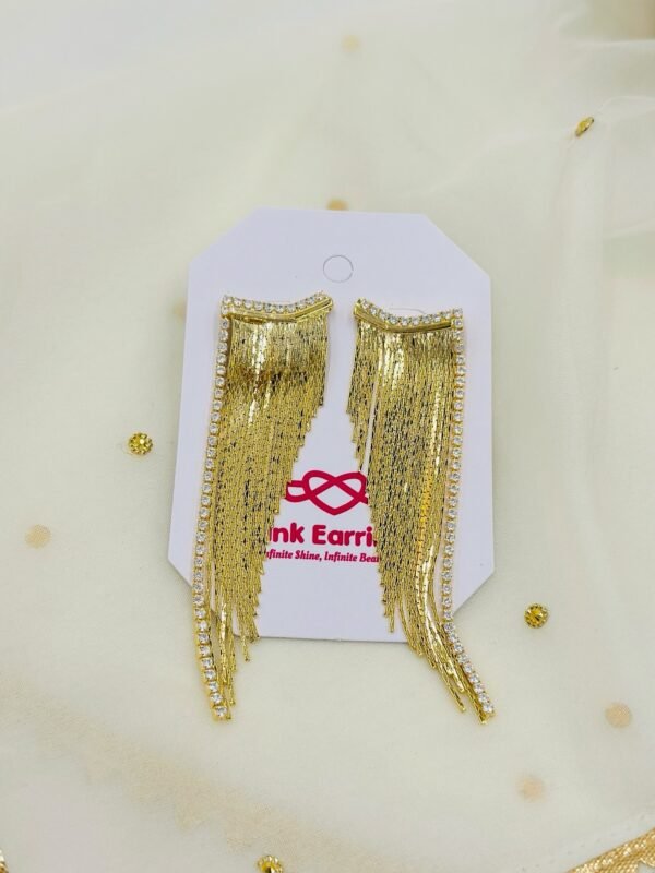 Gold Finish Empress Flow Statement Earrings